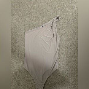 Fashion Nova Taupe One-Shoulder Bodysuit